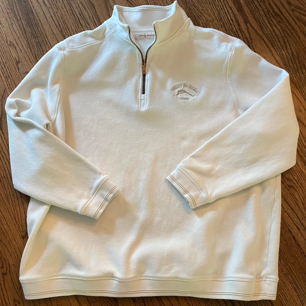 White Tommy Bahama premium Quarter Zip Sweatshirt